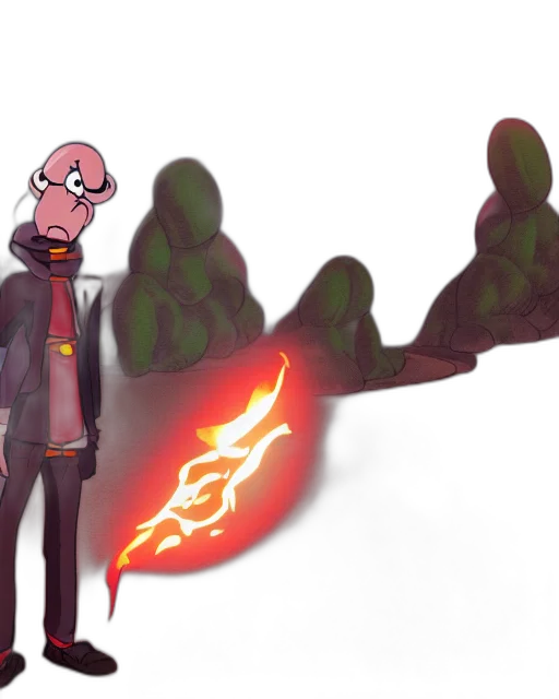 staff, jacket, weapon, creature transparent PNG cut-out