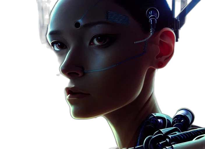 robot, face, cyberpunk, concept art transparent PNG cut-out