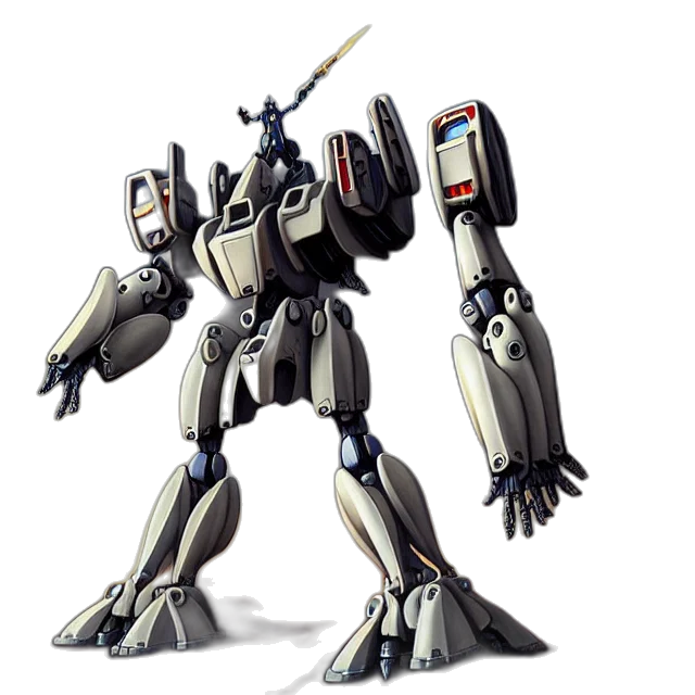 robot, weapon, concept art, 3d render transparent PNG cut-out