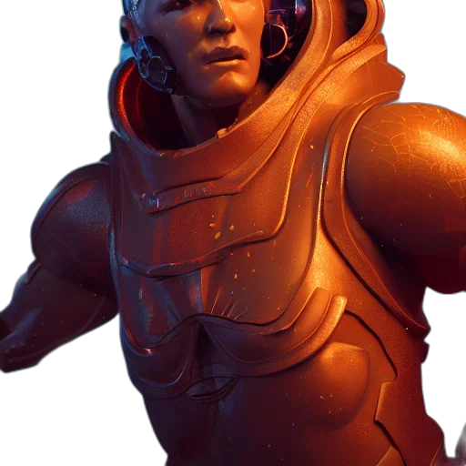 robot, face, creature, jacket transparent PNG cut-out