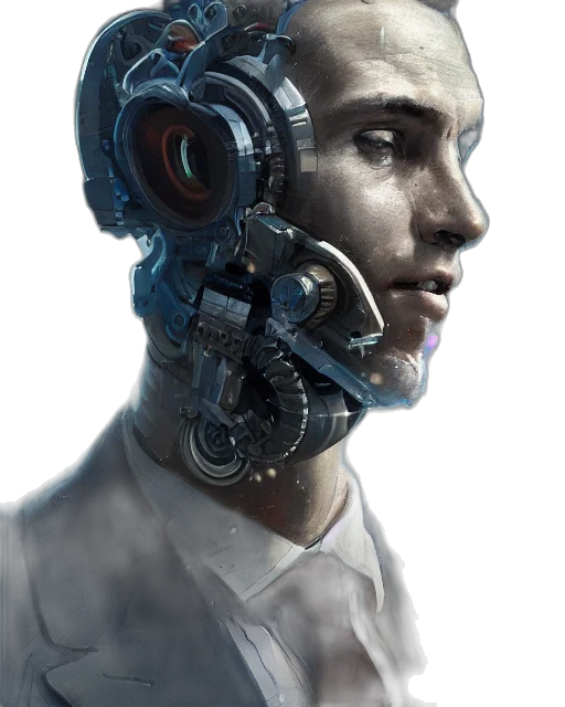 robot, face, mask, cyberpunk transparent PNG cut-out