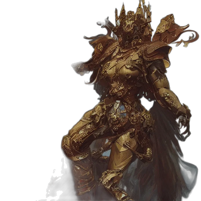 concept art, fantasy art, 3d render, golden transparent PNG cut-out