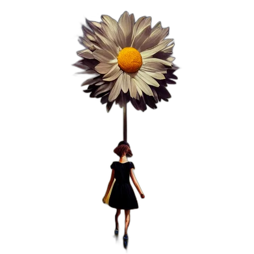flower, staff, umbrella, dress transparent PNG cut-out