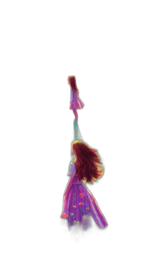 dress, hair, staff, crown transparent PNG cut-out