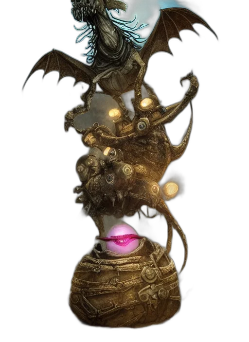 dragon, creature, staff, mask transparent PNG cut-out