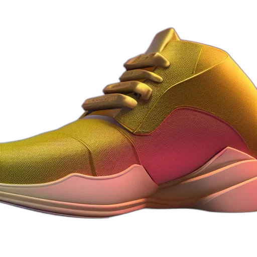 shoes, 3d render, vaporwave, photorealistic transparent PNG cut-out