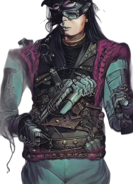 jacket, weapon, staff, face transparent PNG cut-out