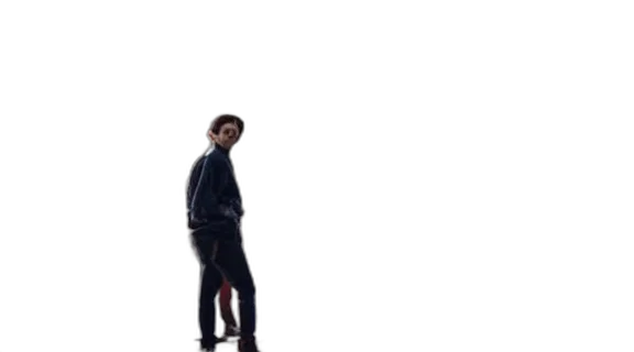 jacket, staff, shoes, hair transparent PNG cut-out