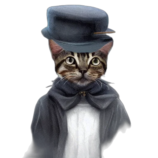 hat, staff, animal, photorealistic transparent PNG cut-out