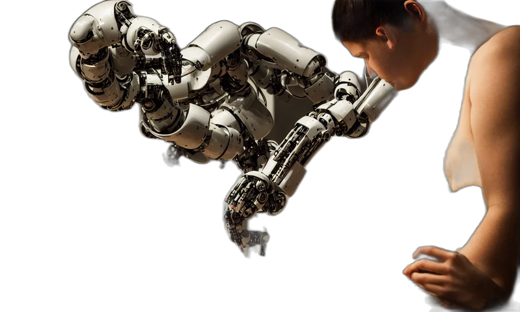 robot, concept art, cyberpunk, 3d render transparent PNG cut-out