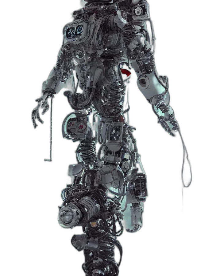 robot, staff, weapon, jacket transparent PNG cut-out