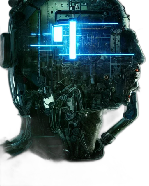 robot, face, mask, weapon transparent PNG cut-out