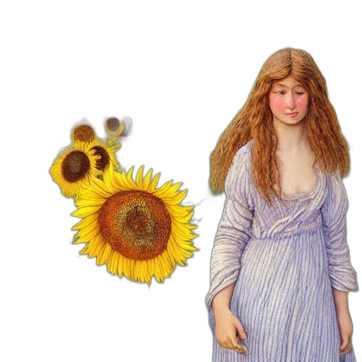 dress, flower, photorealistic, oil painting transparent PNG cut-out