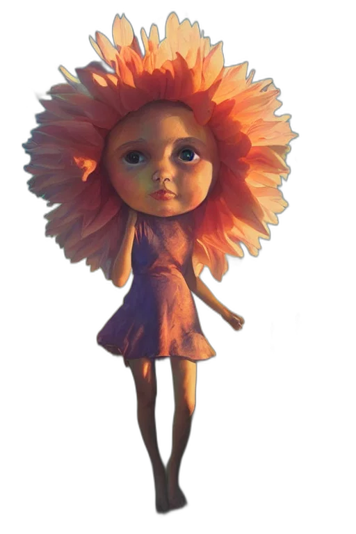 dress, flower, staff, crown transparent PNG cut-out