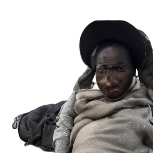 face, hat, jacket, staff transparent PNG cut-out
