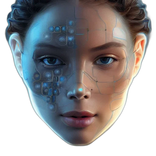 robot, face, mask, cyberpunk transparent PNG cut-out