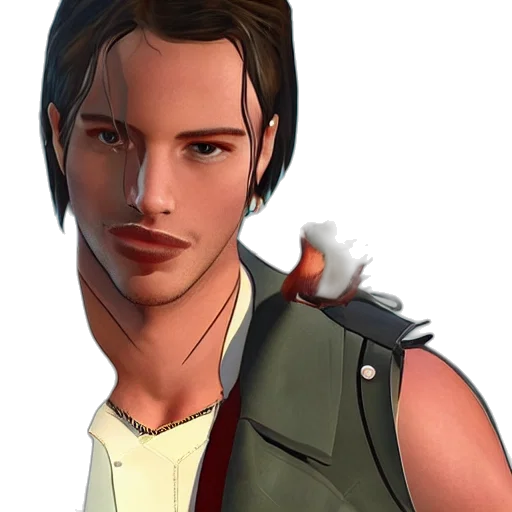 jacket, face, weapon, staff transparent PNG cut-out