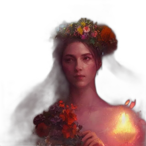 crown, dress, flower, face transparent PNG cut-out