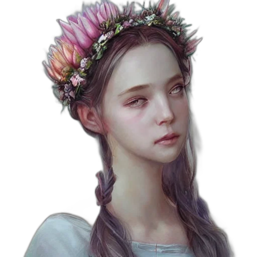 crown, face, flower, creature transparent PNG cut-out