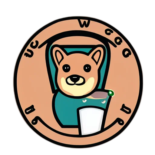 simple, logo, corgi, drinking transparent PNG cut-out