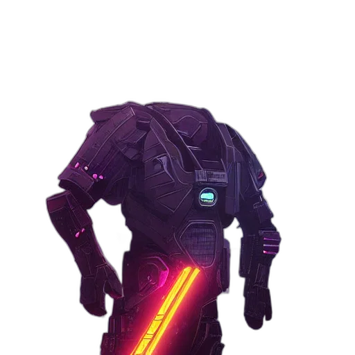 robot, jacket, weapon, staff transparent PNG cut-out