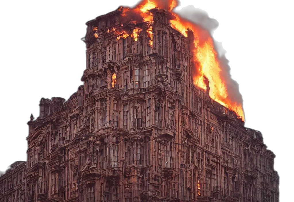building, fire, aesthetic, golden transparent PNG cut-out