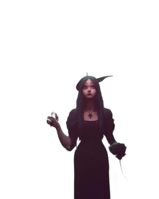 dress, staff, creature, hat transparent PNG cut-out