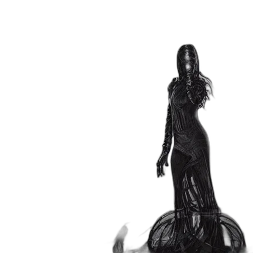 dress, creature, hair, staff transparent PNG cut-out
