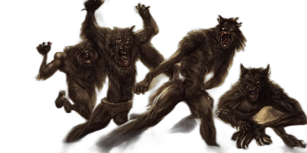 concept art, photorealistic, werewolf, fighting transparent PNG cut-out