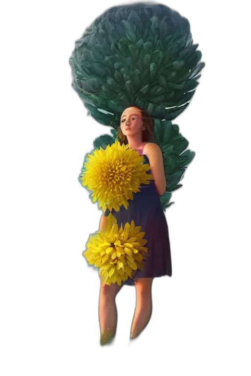 dress, flower, crown, creature transparent PNG cut-out