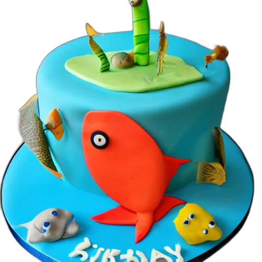 3d render, fish, themed, birthday transparent PNG cut-out