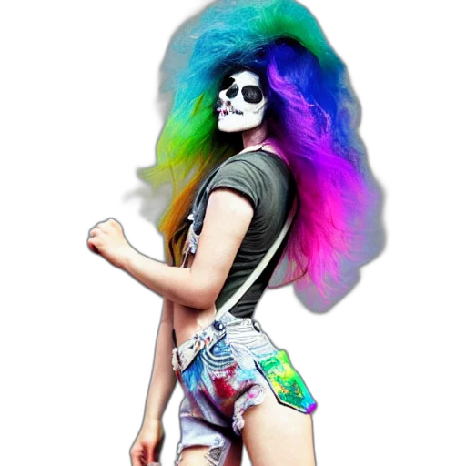 hair, creature, mask, vaporwave transparent PNG cut-out