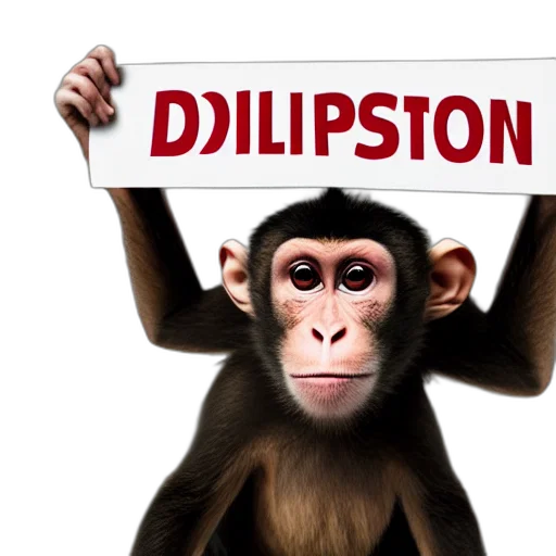 photorealistic, monkey, holding, sign transparent PNG cut-out