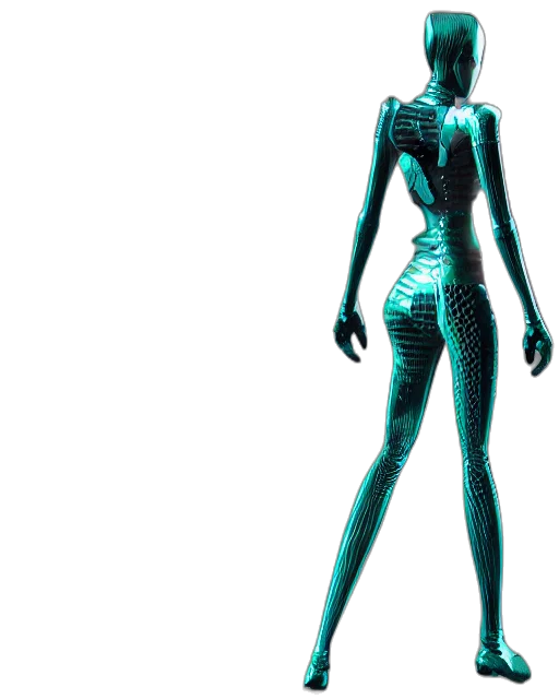 robot, dress, creature, staff transparent PNG cut-out
