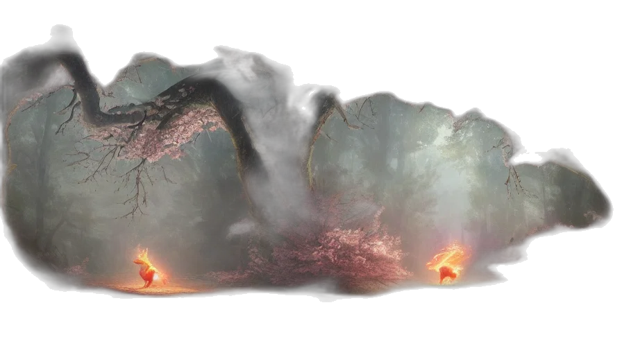 dragon, tree, hair, sword transparent PNG cut-out