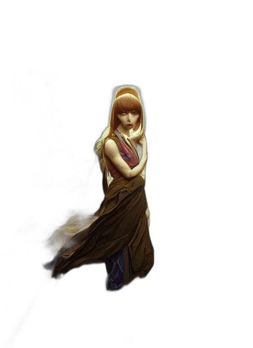 dress, staff, jewelry, creature transparent PNG cut-out