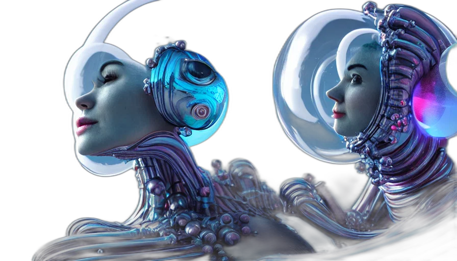 robot, concept art, cyberpunk, 3d render transparent PNG cut-out
