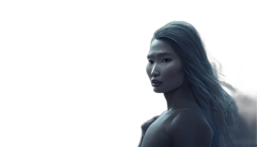 hair, face, cyberpunk, photorealistic transparent PNG cut-out