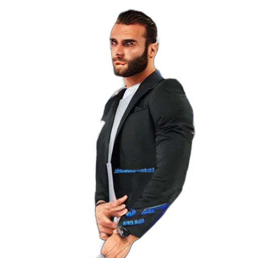 jacket, staff, 3d render, gigachad transparent PNG cut-out