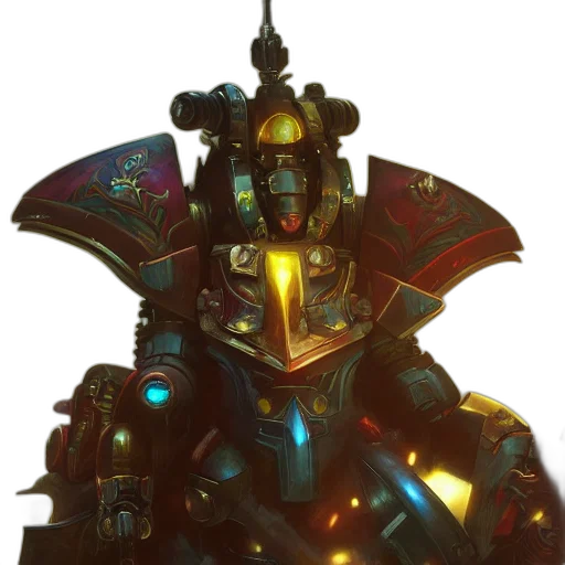 robot, mask, weapon, crown transparent PNG cut-out
