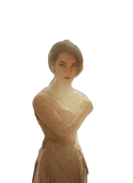 dress, face, staff, jewelry transparent PNG cut-out