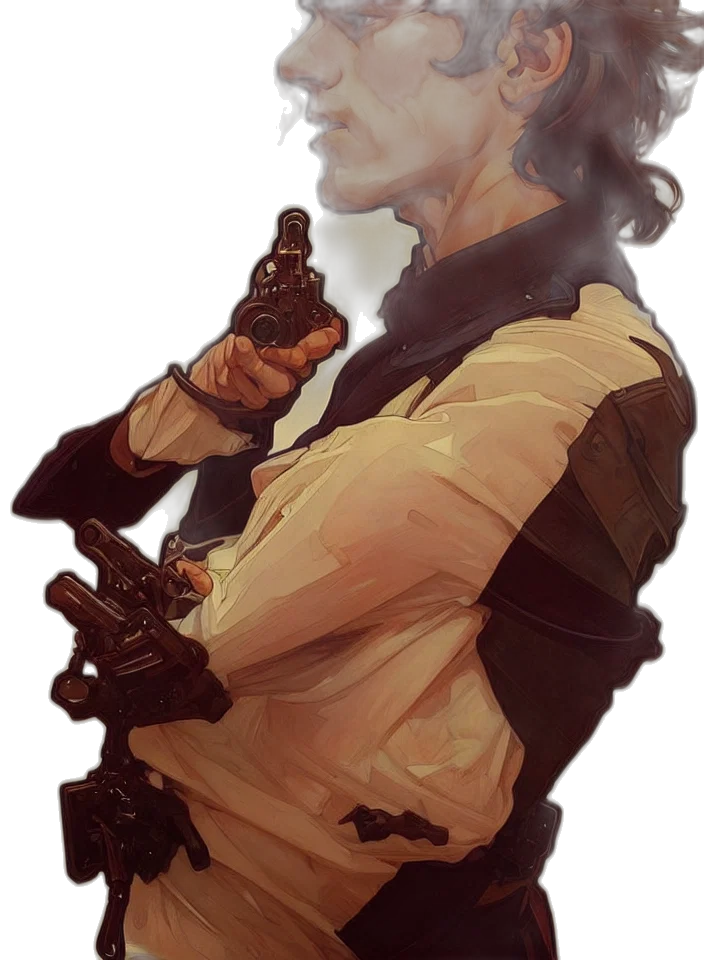 staff, jacket, weapon, face transparent PNG cut-out