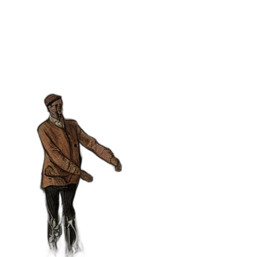 jacket, staff, umbrella, creature transparent PNG cut-out