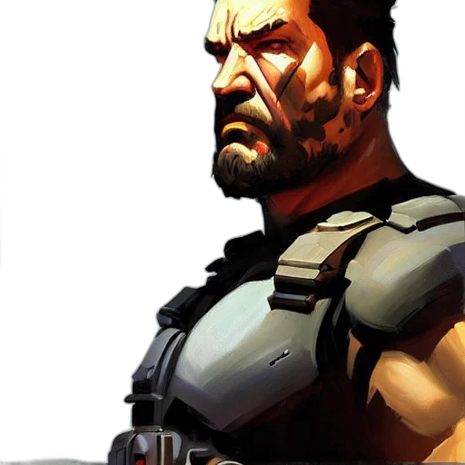face, weapon, concept art, comic book art transparent PNG cut-out