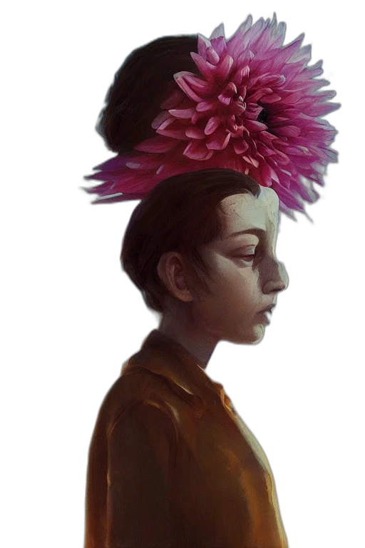crown, hat, flower, face transparent PNG cut-out