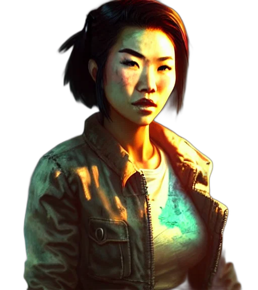 jacket, face, staff, weapon transparent PNG cut-out