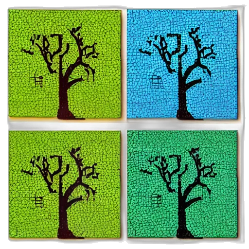 tree, oil painting, pixel art, photorealistic transparent PNG cut-out