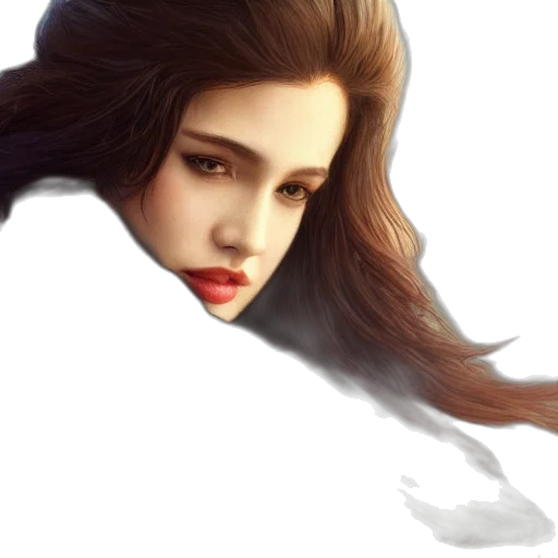 hair, face, photorealistic, oil painting transparent PNG cut-out