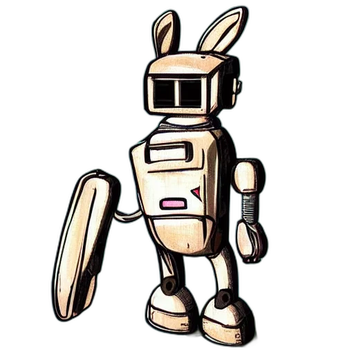 robot, animal, staff, pixel art transparent PNG cut-out