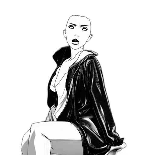 jacket, dress, face, comic book art transparent PNG cut-out